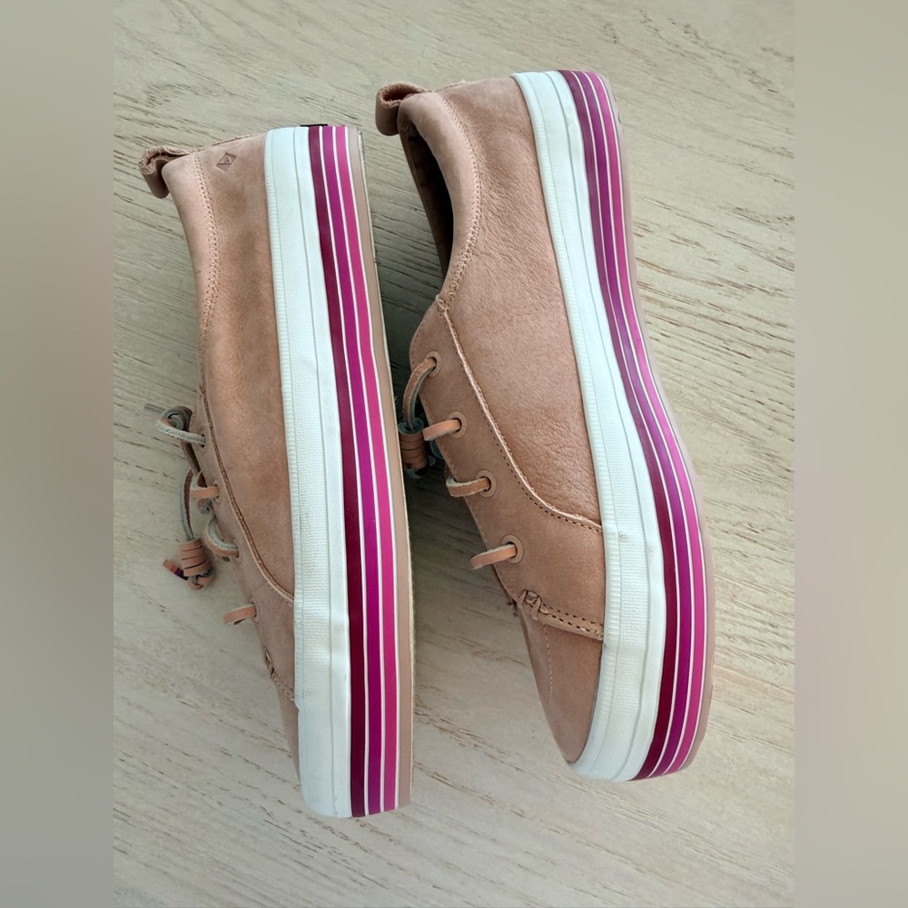 Sperry Women's Pink Leather Sneakers - Picture 6 of 7